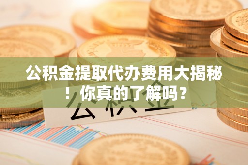 诏安公积金提取代办费用大揭秘！你真的了解吗？